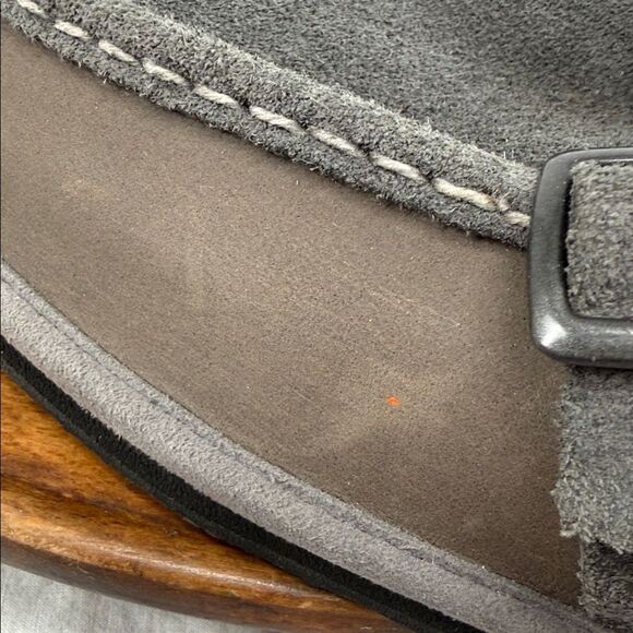 LL Bean Shoes Mens 13 M Gray Leather Lamb Fur Wicked Good Slipper Scuffs main image 7
